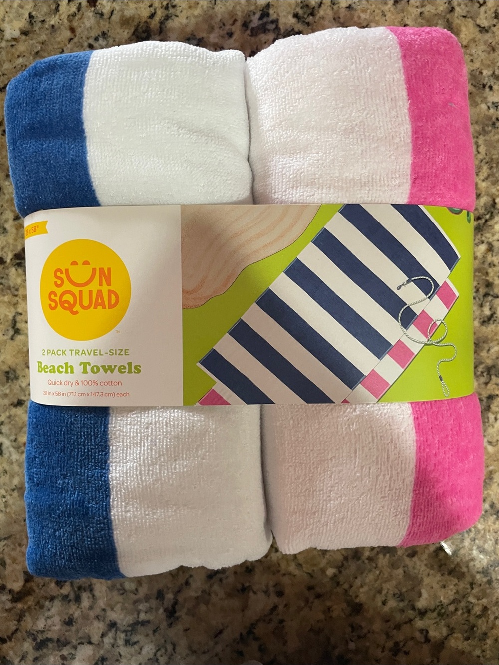 Sun Squad Blue & Pink Stripe Beach Towels - 2 Pack